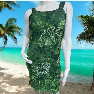 Green Tie-Dye Fish Print Dress